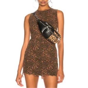 Alexander wang denim leopard mini dress